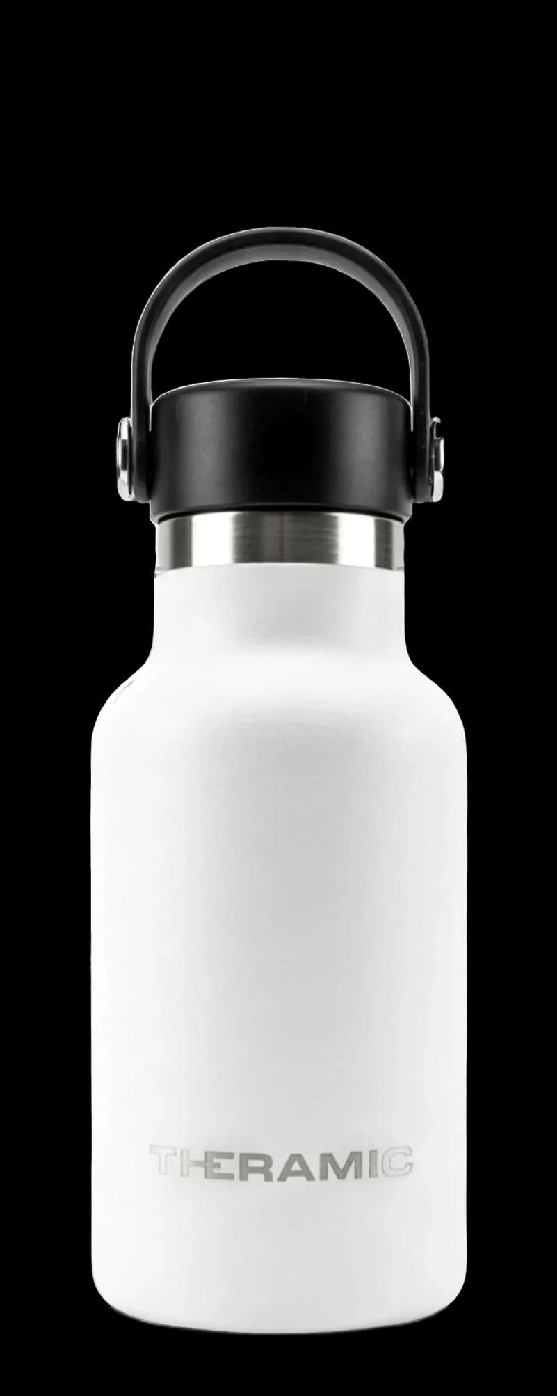 Botella Theramic de 350 ml en acabado Blanco Roto, de frente y con el tapón puesto