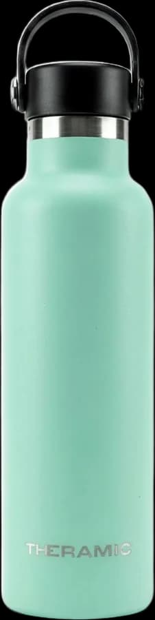 Botella térmica Theramic de 600 ml en acabado menta, con el tapón hermético y el asa